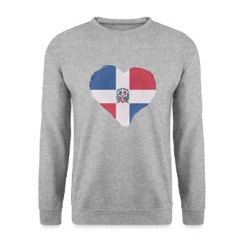 Dominikanische Republik Flagge Dom Rep Fahne Reise - Unisex Pullover - Weißgrau meliert - Vorne - Alina (178cm) & Michal (187cm)