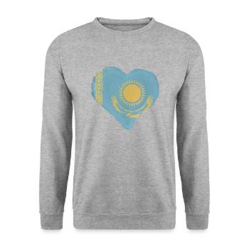 Drapeau du Kazakhstan Drapeau du Kazakhstan - Sweat-shirt Unisexe - gris chiné - Devant - Alina (178cm) & Michal (187cm)