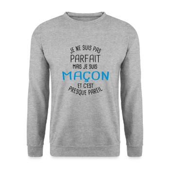 Pas parfait mais maçon - Sweat-shirt Unisexe - gris chiné - Devant - Alina (178cm) & Michal (187cm)