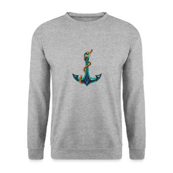 Anchor with knots - Unisex Sweatshirt - salt & pepper - Front - Alina (178cm) & Michal (187cm)