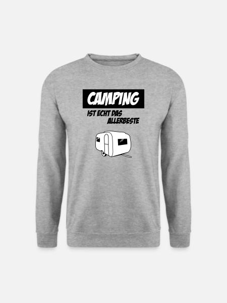 Camping Ist Echt Das Allerbeste - Unisex Pullover - Weißgrau meliert