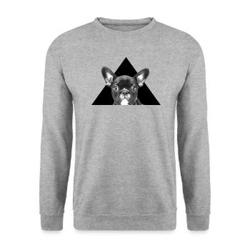 FRANZÖSISCHE BULLDOGGE - Unisex Pullover - Weißgrau meliert - Vorne - Alina (178cm) & Michal (187cm)