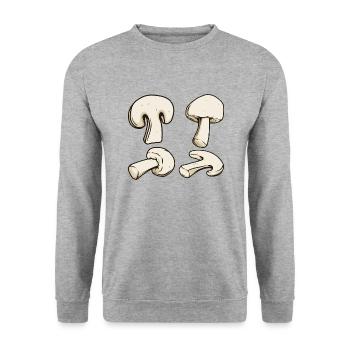 Pilze Suchen Zubehör Kostüm Pilz Outfit Champignon - Unisex Pullover - Weißgrau meliert - Vorne - Alina (178cm) & Michal (187cm)