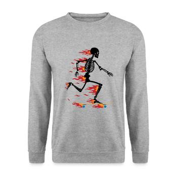 Skateboarding Skeleton Skater Skull Skate Skate - Unisex Sweatshirt - salt & pepper - Front - Alina (178cm) & Michal (187cm)