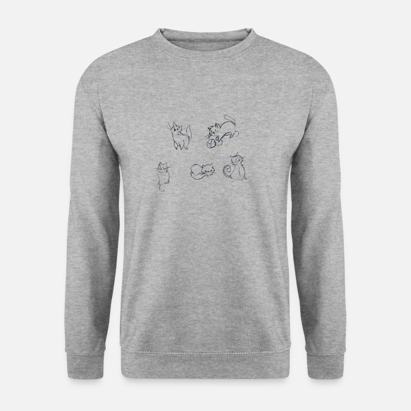 Katzen - Unisex Pullover - Weißgrau meliert