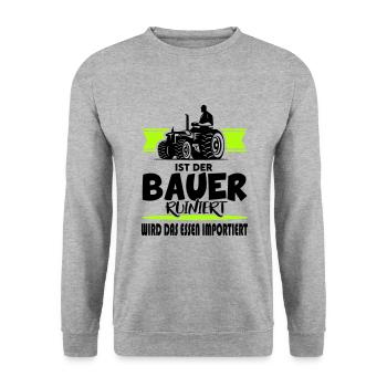 Ist der Bauer ruiniert Demostration Protest - Unisex Pullover - Weißgrau meliert - Vorne - Alina (178cm) & Michal (187cm)