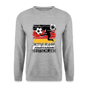 Fußball Deutschland Fussball Fan - Unisex Pullover - Weißgrau meliert - Vorne - Alina (178cm) & Michal (187cm)