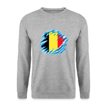 Belgium Flag Vintage Belgian Flag Distressed Look - Unisex Sweatshirt - salt & pepper - Front - Alina (178cm) & Michal (187cm)