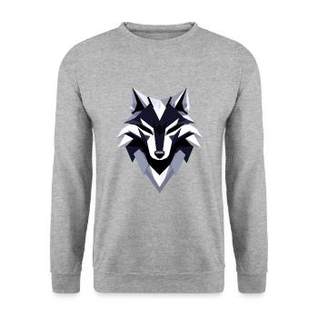 Wolf Low Poly Logo Design - Unisex Pullover - Weißgrau meliert - Vorne - Alina (178cm) & Michal (187cm)