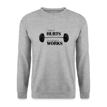 Aujourd'hui ça fait mal Tomorro ça marche - Sweat-shirt Unisexe - gris chiné - Devant - Alina (178cm) & Michal (187cm)