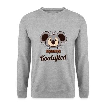 Totally Koalafied Funny Koala Bear Funny Meme - Unisex Pullover - Weißgrau meliert - Vorne - Alina (178cm) & Michal (187cm)
