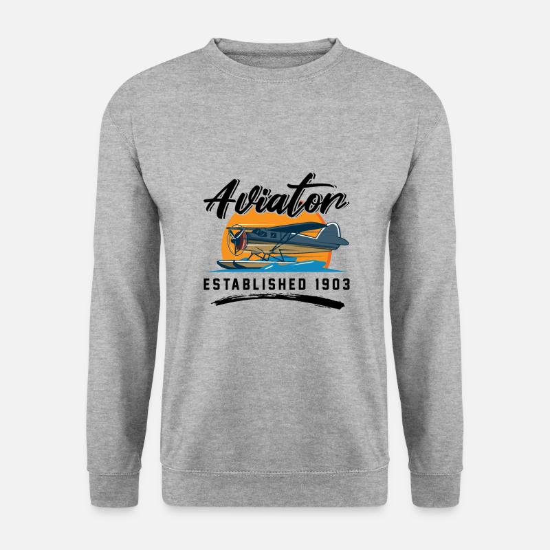 Airplane Aircraft Aviator Commercial Airline Pilot - Unisex Pullover - Weißgrau meliert