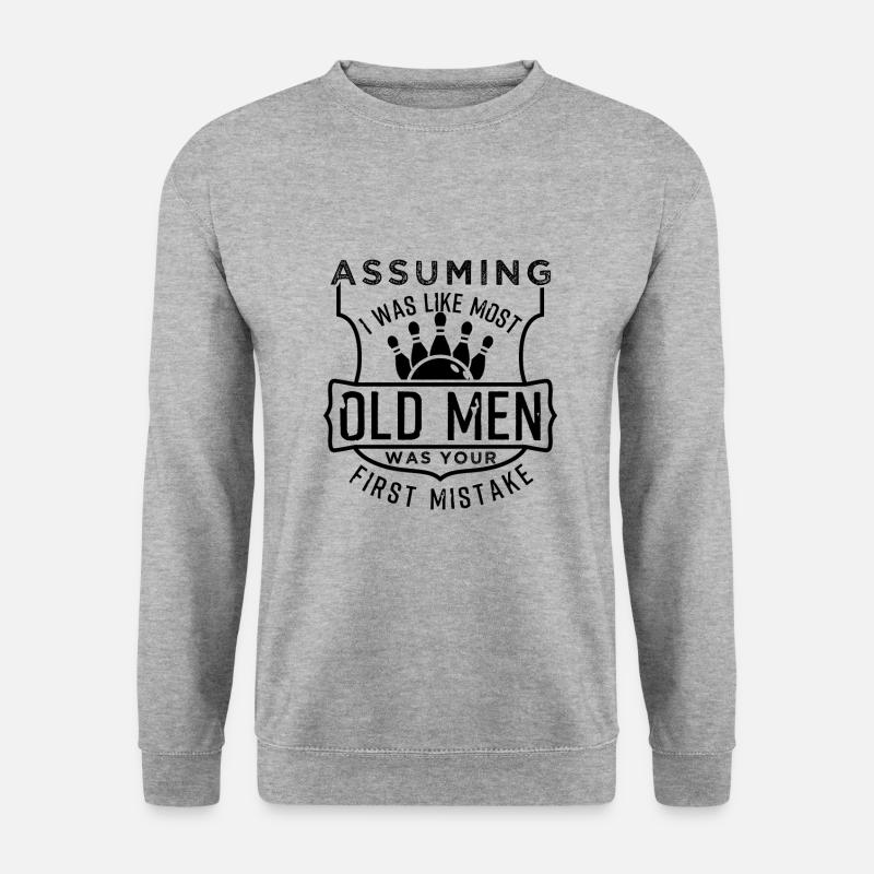 Bowling Cool Old Men - Unisex Pullover - Weißgrau meliert