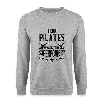 Je fais cadeau d'entraînement de l'exercice Pilates - Sweat-shirt Unisexe - gris chiné - Devant - Alina (178cm) & Michal (187cm)