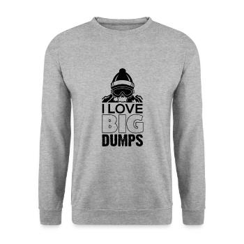 Snowboarding - I Love Big Dump Funny Snowboarder - Unisex Sweatshirt - salt & pepper - Front - Alina (178cm) & Michal (187cm)