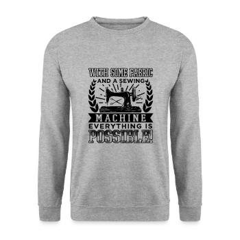 With Some Fabric And A Sewing Machine - Unisex Sweatshirt - salt & pepper - Front - Alina (178cm) & Michal (187cm)