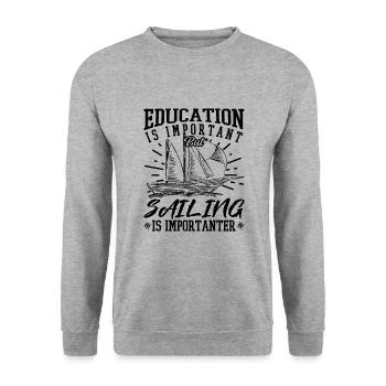 Sailing Is Importanter Funny Sailor - Unisex Sweatshirt - salt & pepper - Front - Alina (178cm) & Michal (187cm)