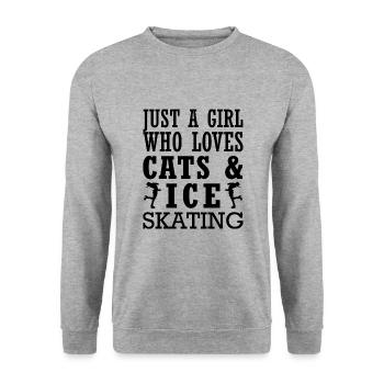 Juste une fille qui aime les chats et le patinage artistique - Sweat-shirt Unisexe - gris chiné - Devant - Alina (178cm) & Michal (187cm)