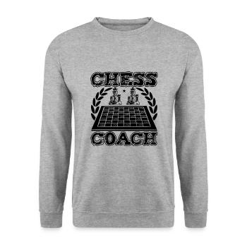 Chess Coach Funny Chess Quotes - Unisex Pullover - Weißgrau meliert - Vorne - Alina (178cm) & Michal (187cm)
