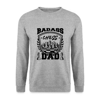 Badass Chess Dad - Unisex Pullover - Weißgrau meliert - Vorne - Alina (178cm) & Michal (187cm)
