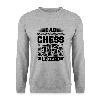 Dad The Man The Myth The Chess Legend - Unisex Pullover - Weißgrau meliert - Vorne - Alina (178cm) & Michal (187cm)
