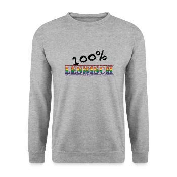 100% lesbienne 1 - Sweat-shirt Unisexe - gris chiné - Devant - Alina (178cm) & Michal (187cm)