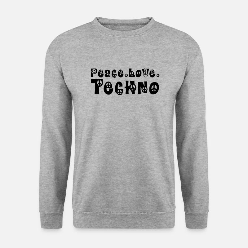 Peace Love Techno - Unisex Pullover - Weißgrau meliert