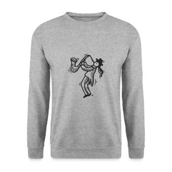 Saxophon - Unisex Pullover - Weißgrau meliert - Vorne - Alina (178cm) & Michal (187cm)
