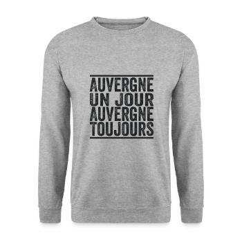 auvergnat un jour auvergnat toujours - Sweat-shirt Unisexe - gris chiné - Devant - Alina (178cm) & Michal (187cm)