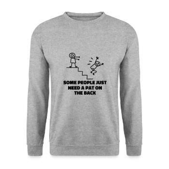 Some People Just Need A Pat On The Back - Unisex Sweatshirt - salt & pepper - Front - Alina (178cm) & Michal (187cm)