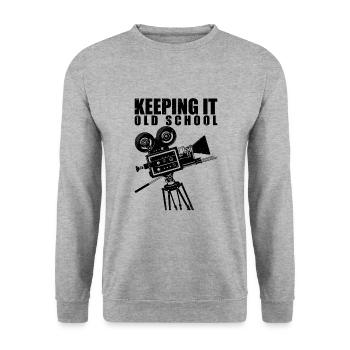 Bleiben Sie in der alten Schule - Unisex Pullover - Weißgrau meliert - Vorne - Alina (178cm) & Michal (187cm)
