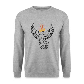 Phoenix - Cooles Fantasy-Logo - Unisex Pullover - Weißgrau meliert - Vorne - Alina (178cm) & Michal (187cm)