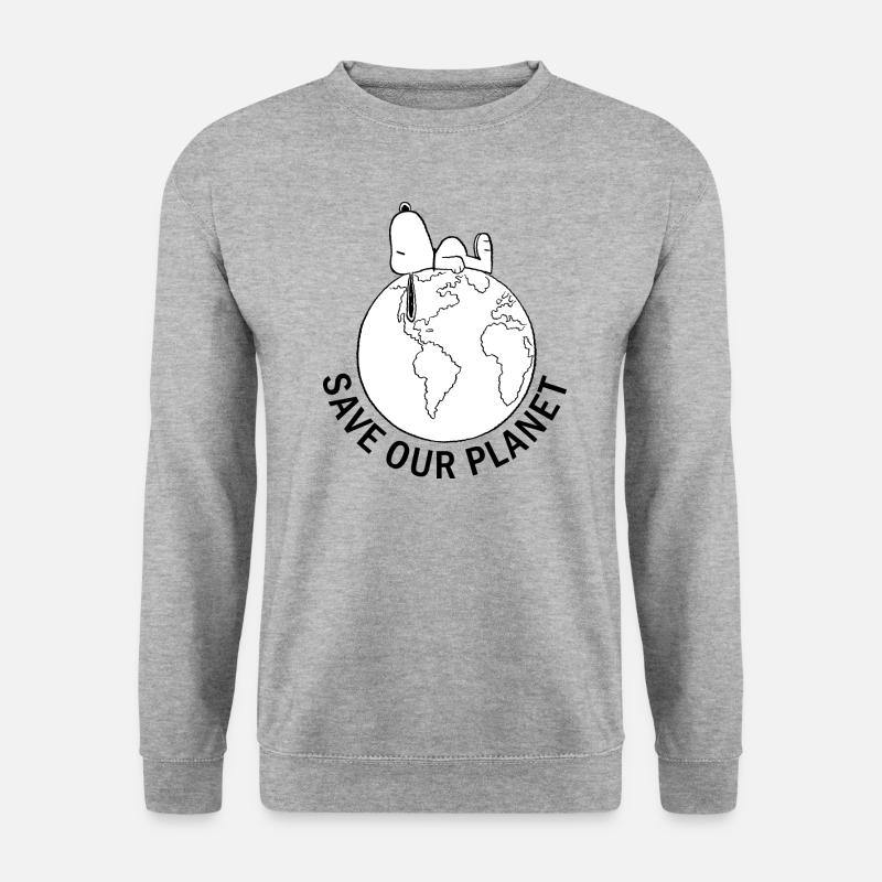 Peanuts Snoopy Save Our Planet Umwelt - Unisex Pullover - Weißgrau meliert