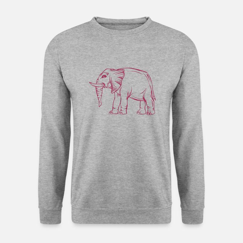 Elefant - Unisex Pullover - Weißgrau meliert