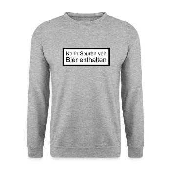 Kann Spuren von Bier enthalten - Unisex Pullover - Weißgrau meliert - Vorne - Alina (178cm) & Michal (187cm)