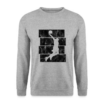 Basket-ball joueur de basket-ball joueur de basket rétro - Sweat-shirt Unisexe - gris chiné - Devant - Alina (178cm) & Michal (187cm)
