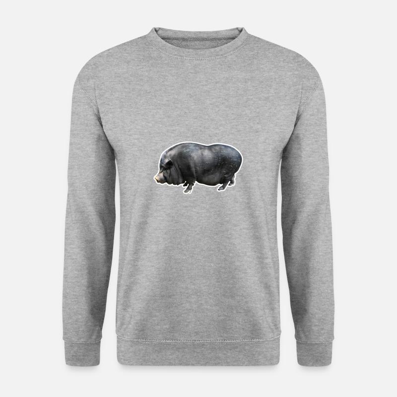 Hängebauchschwein Schweinchen - Unisex Pullover - Weißgrau meliert