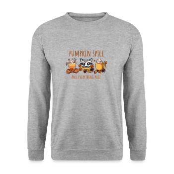 Pumpkin Spice Latte Alles Gute - Unisex Pullover - Weißgrau meliert - Vorne - Alina (178cm) & Michal (187cm)