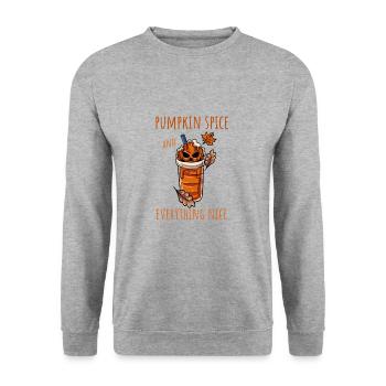 Pumpkin Autumn Halloween - Unisex Sweatshirt - salt & pepper - Front - Alina (178cm) & Michal (187cm)