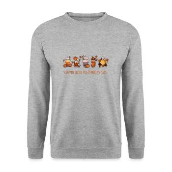 Feuilles d’automne Citrouille - Sweat-shirt Unisexe - gris chiné - Devant - Alina (178cm) & Michal (187cm)