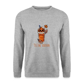 Halloween Kaffee Becher - Unisex Pullover - Weißgrau meliert - Vorne - Alina (178cm) & Michal (187cm)