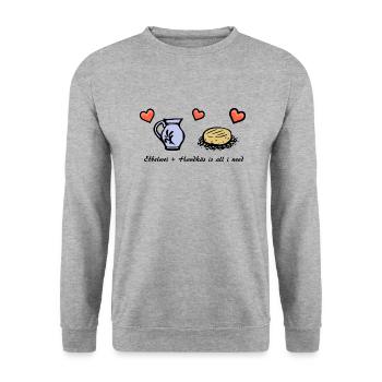 Ebbelwoi + Handkäs est tout ce dont j'ai besoin - Sweat-shirt Unisexe - gris chiné - Devant - Alina (178cm) & Michal (187cm)