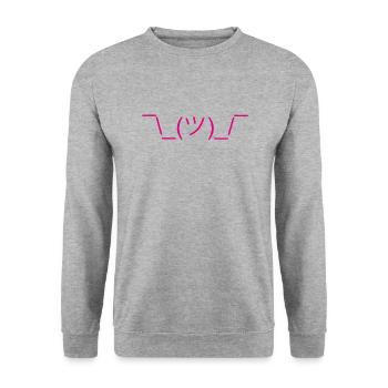 meh ascii art ¯\_(ツ)_/¯ Internet emoticon emoji - Unisex Pullover - Weißgrau meliert - Vorne - Alina (178cm) & Michal (187cm)
