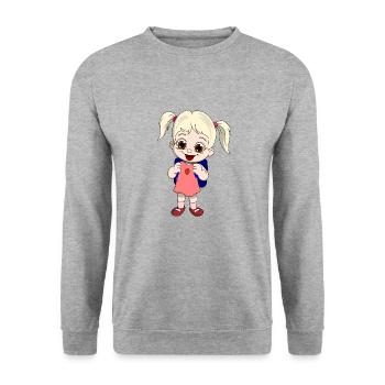 lorey.w "écolière" - Sweat-shirt Unisexe - gris chiné - Devant - Alina (178cm) & Michal (187cm)