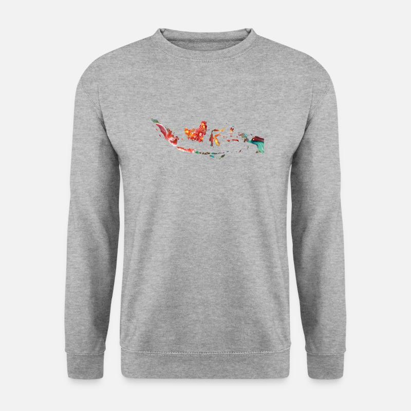 Indonesien - Unisex Pullover - Weißgrau meliert