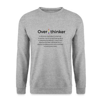 Overthinker mit Definition - Unisex Pullover - Weißgrau meliert - Vorne - Alina (178cm) & Michal (187cm)
