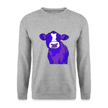 Colourful Cow „Liesl“ - Unisex Pullover - Weißgrau meliert - Vorne - Alina (178cm) & Michal (187cm)