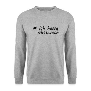 Ich hasse Mittwoch - Unisex Pullover - Weißgrau meliert - Vorne - Alina (178cm) & Michal (187cm)