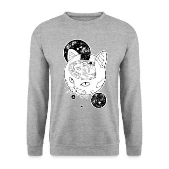 Space Emperor Cat - Unisex Sweatshirt - salt & pepper - Front - Alina (178cm) & Michal (187cm)