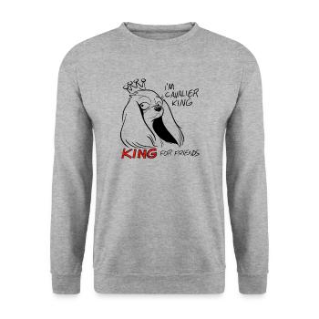Cavalier King für Freunde - Unisex Pullover - Weißgrau meliert - Vorne - Alina (178cm) & Michal (187cm)